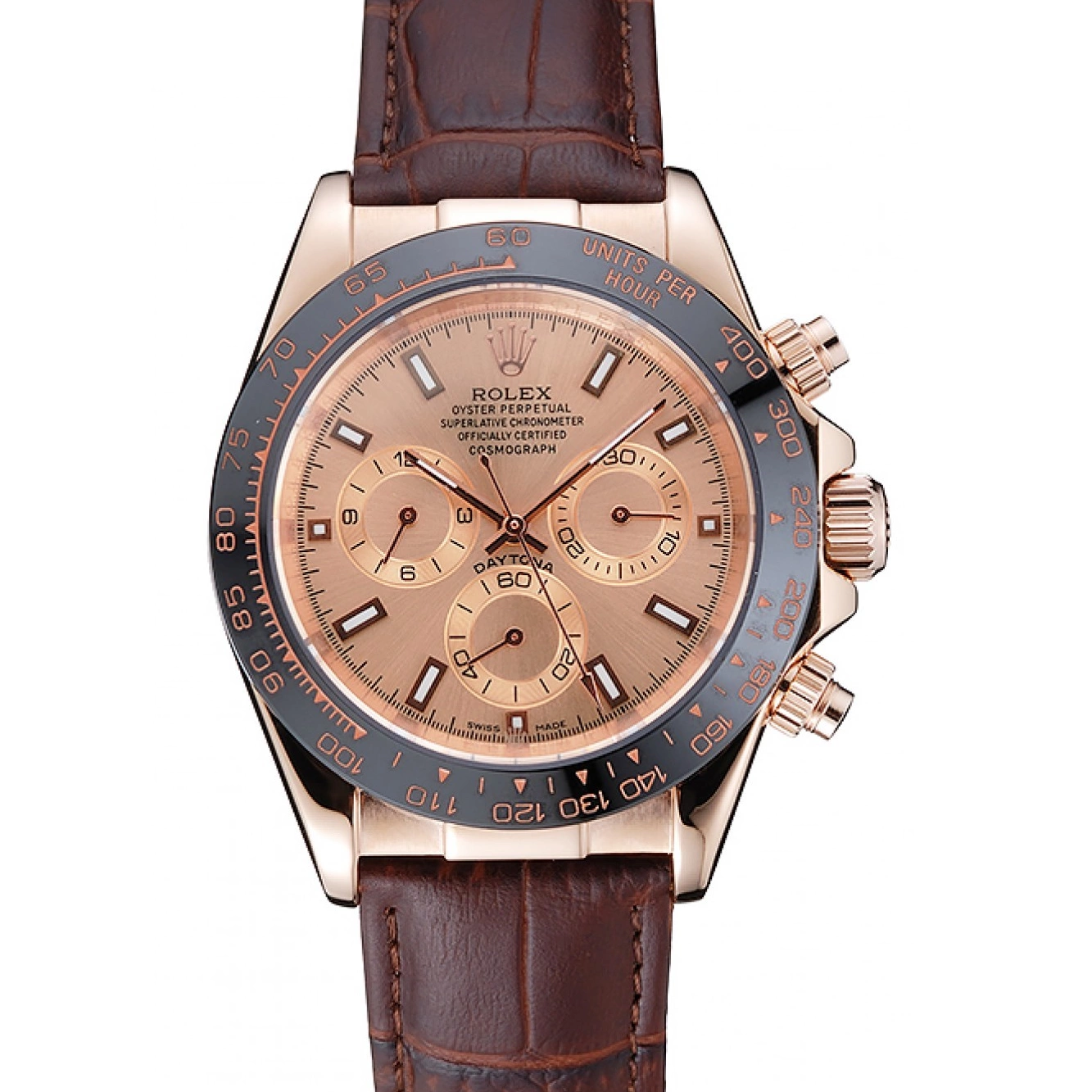 Brown Brown Gold Dial 1454243 Bracelet Rose Cosmograph Rolex Daytona Leather Case 0520